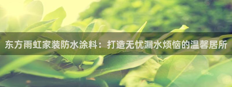 和记平台登陆：东方雨虹家装防水涂料：打造无忧漏水烦恼的温馨居所