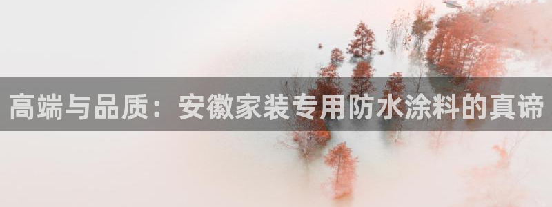和记网页版登陆：高端与品质：安徽家装专用防水涂料的真谛