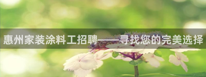 和记官网登录：惠州家装涂料工招聘——寻找您的完美选择